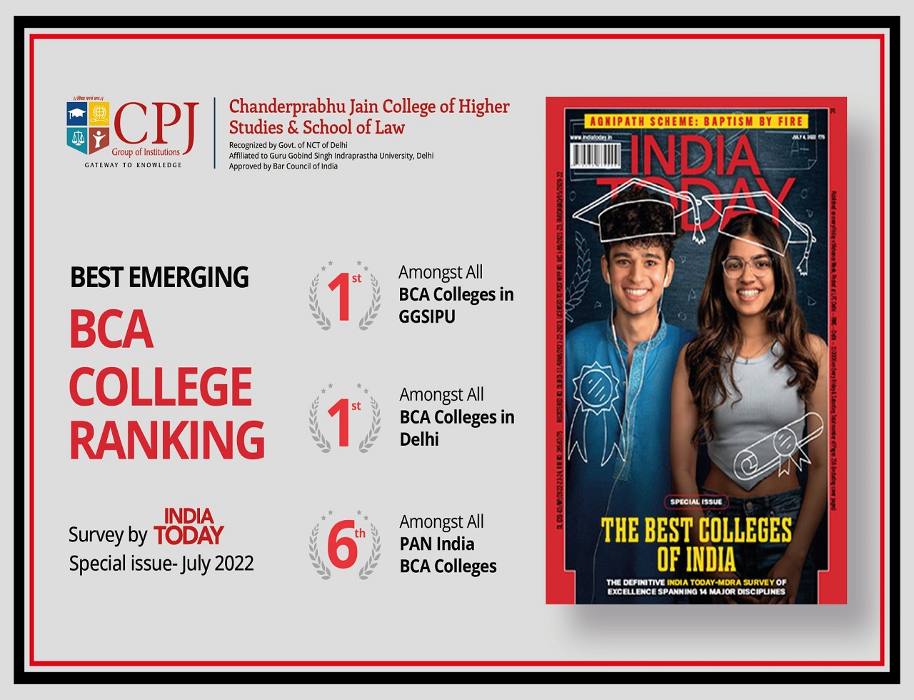 India Today Survey in the Category of Best Emerging BCA Colleges