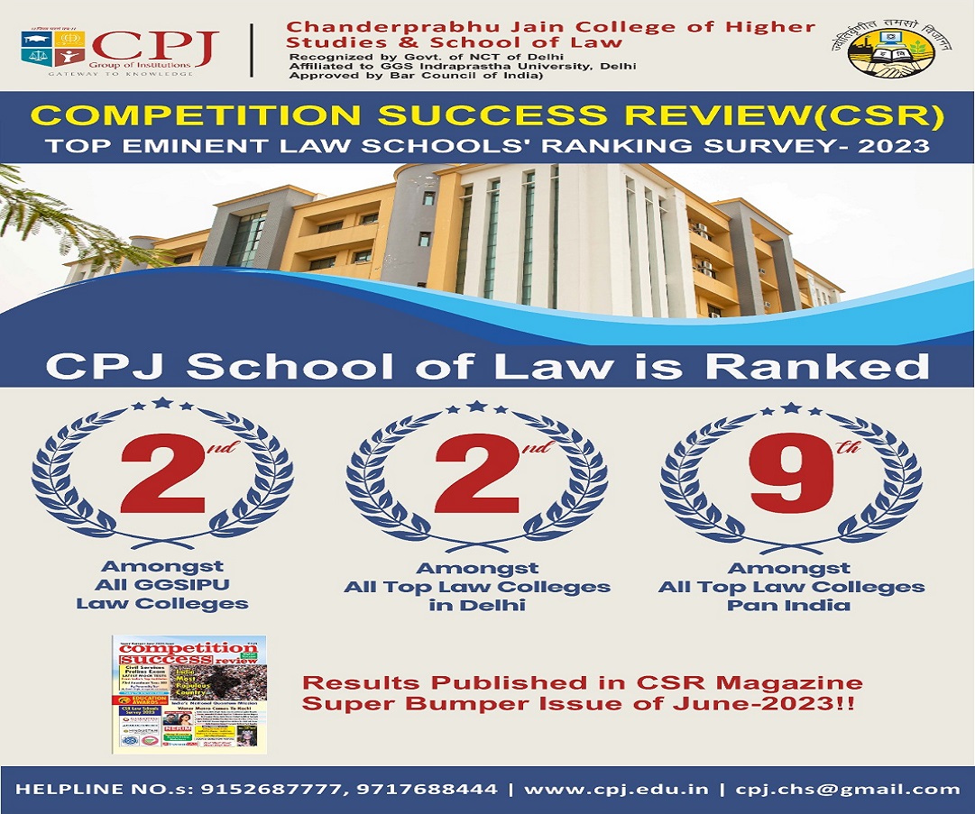 Competition Success Review(CSR) Top Eminent Law Schools’ Ranking Survey- 2023