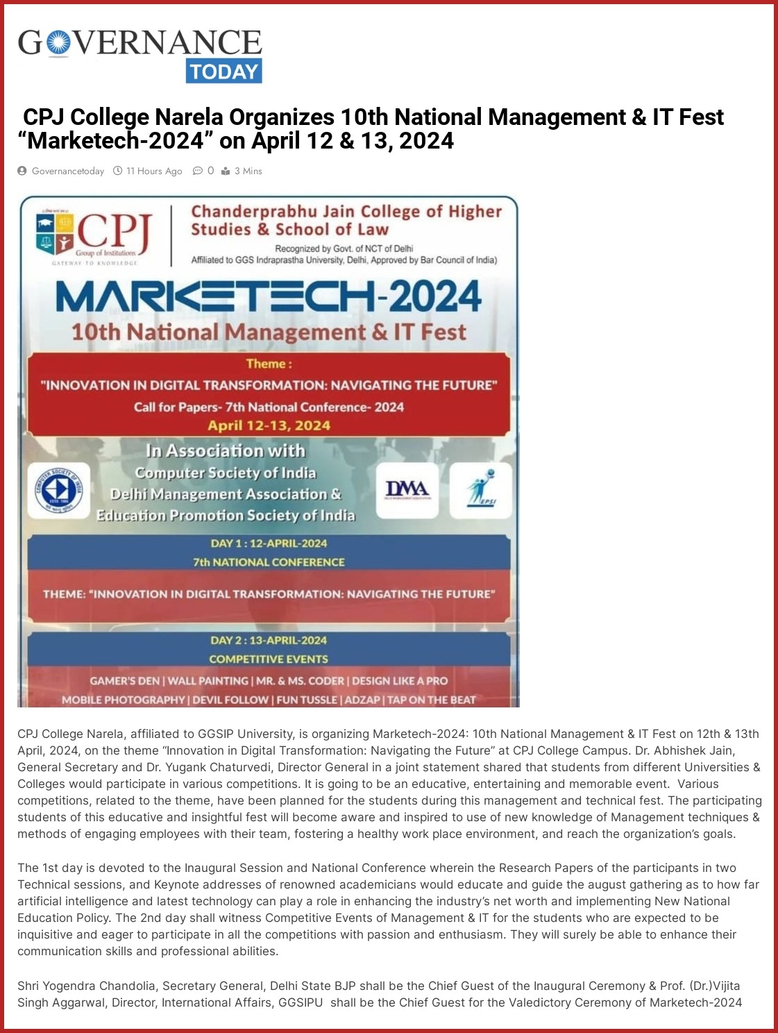 Press Release of Marketech