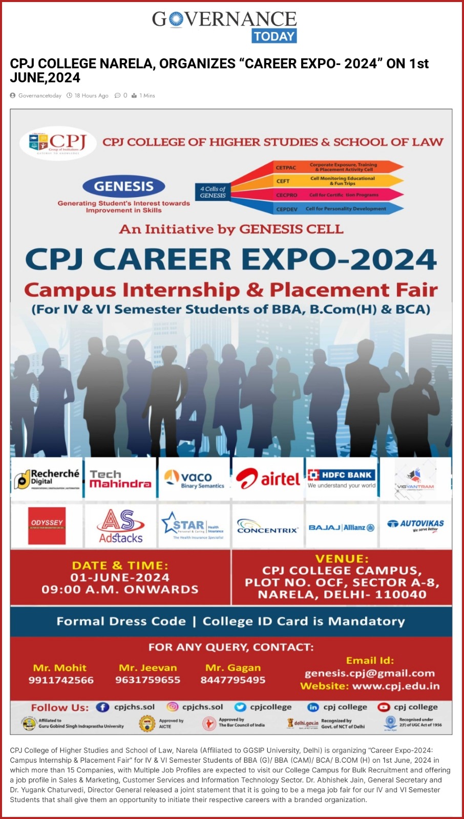 Press Release of Career Expo-2024