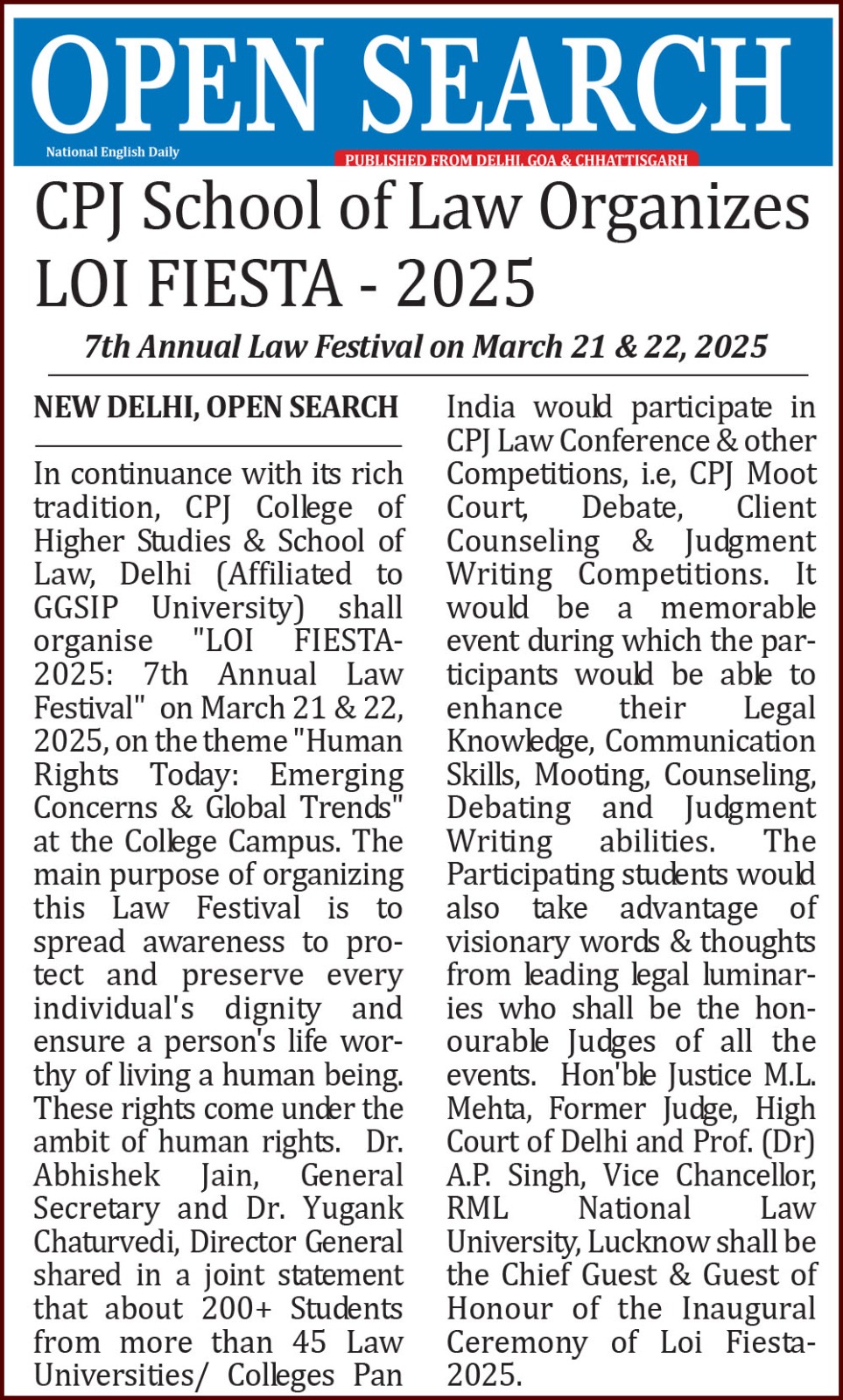 Press Release of Loi-Fiesta 2025
