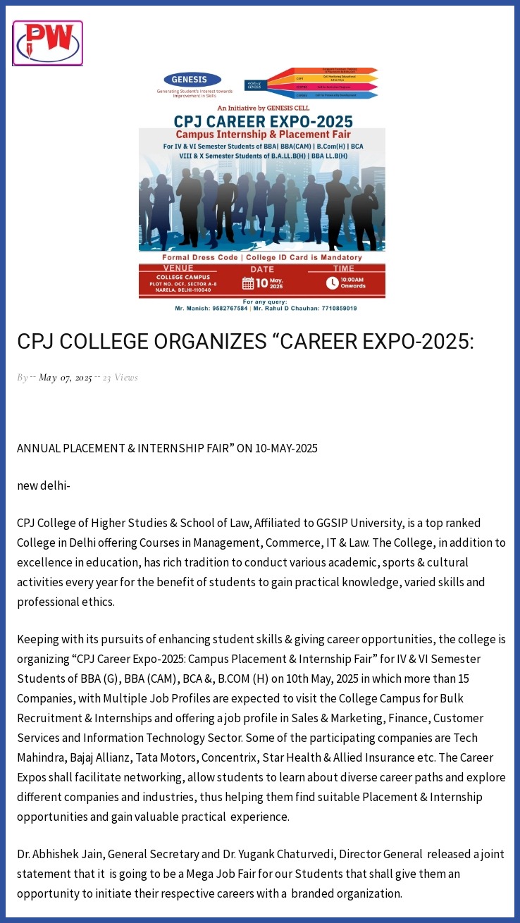 Press Release of Career Expo 2025