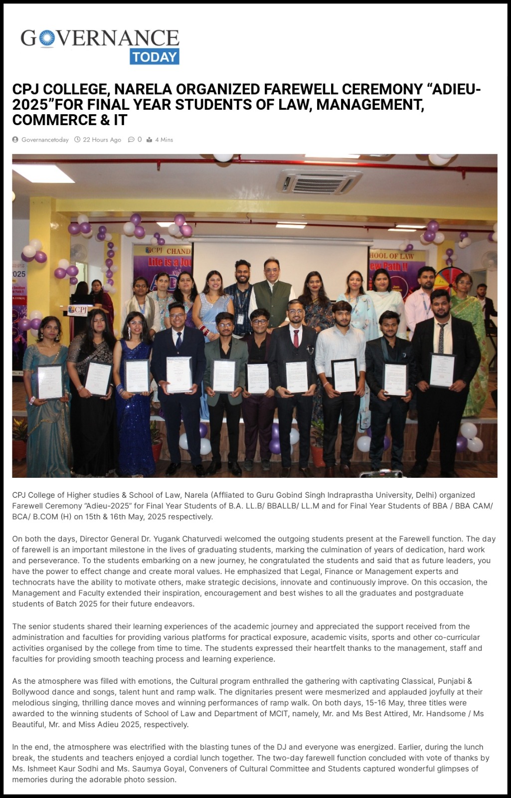 Press Release of ADIEU-2025